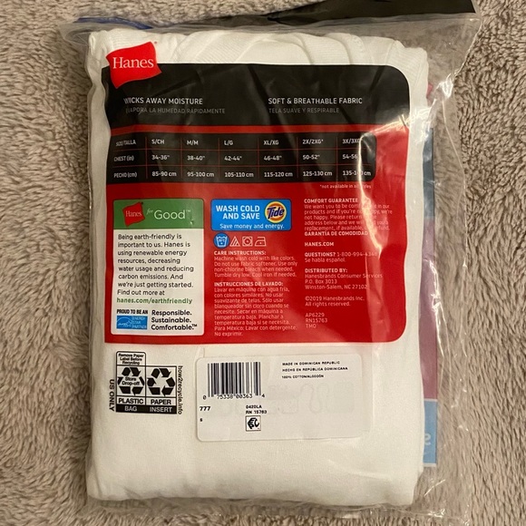 Hanes Men’s 3 Pack White V-Neck - Picture 2 of 2